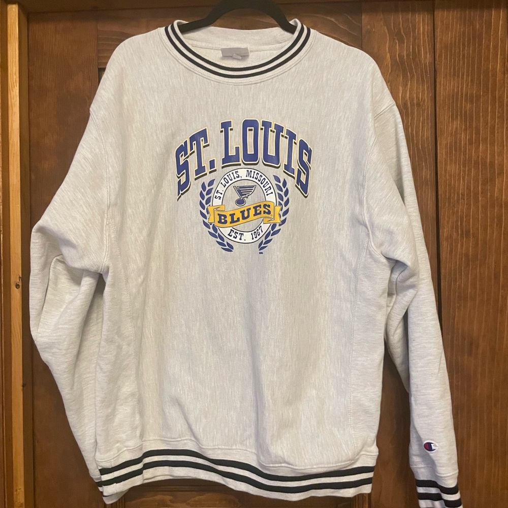 Champion Gray St. Louis Blues Sweater — Size Large
